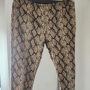 Mandee Snake Print Pants - Black and Tan